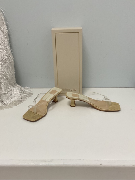Dolce Vita Shoes - Dolce Vita crystal jelly Clear Strap Tan Kitten Heel Mules